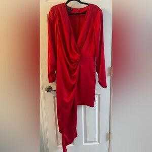 Eloquii Asymmetrical Silky Red Dress, 16
